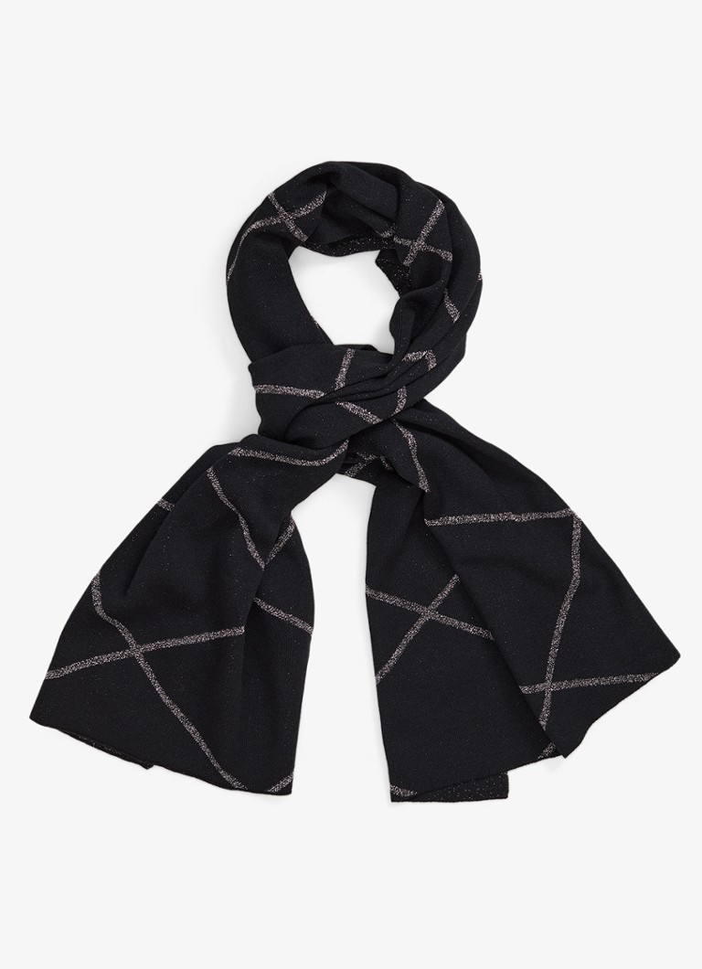 Phase Eight Dames Fijngebreide sjaal met lurex in de kleur Zwart