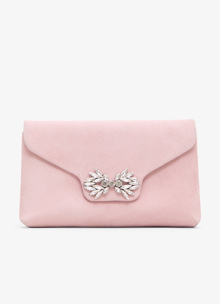 Phase Eight Dames Sparkle clutch van suède met strass in de kleur Oudroze