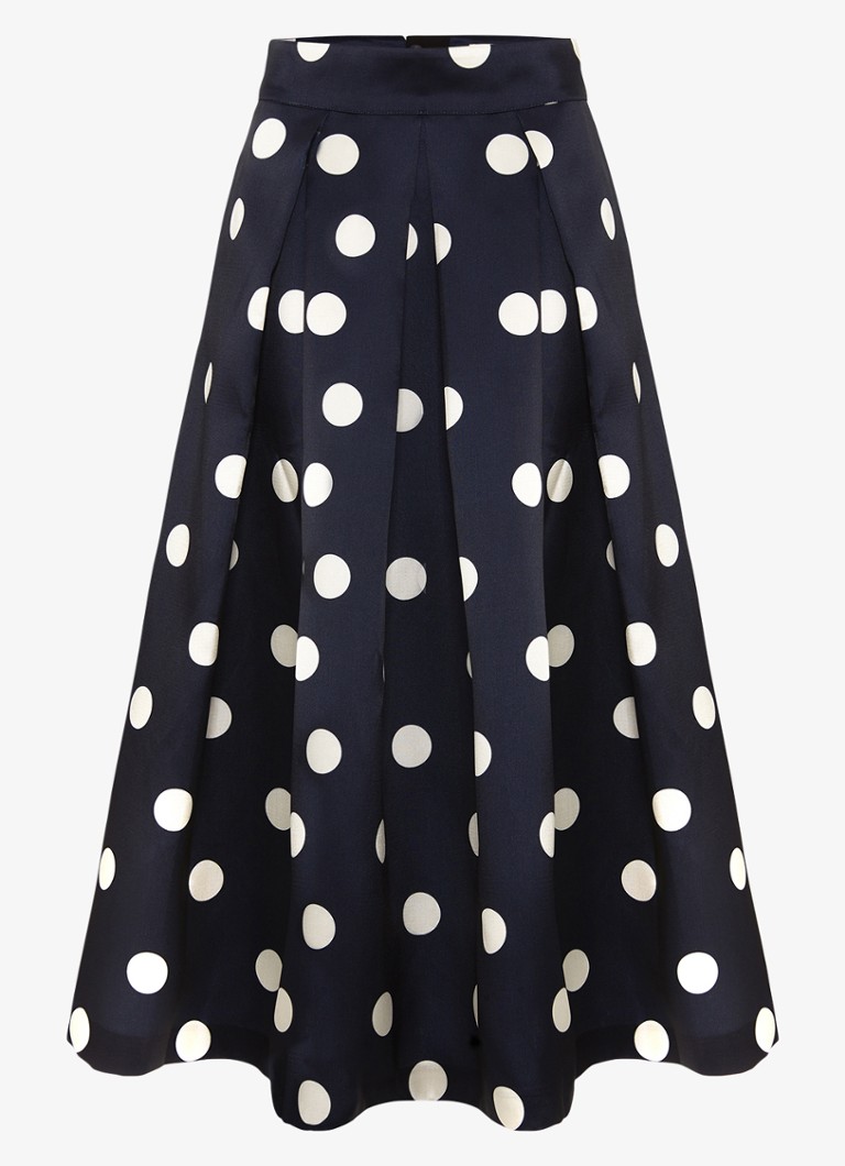 Phase Eight Dames Celeste midi rok met stippenprint in de kleur Blauw