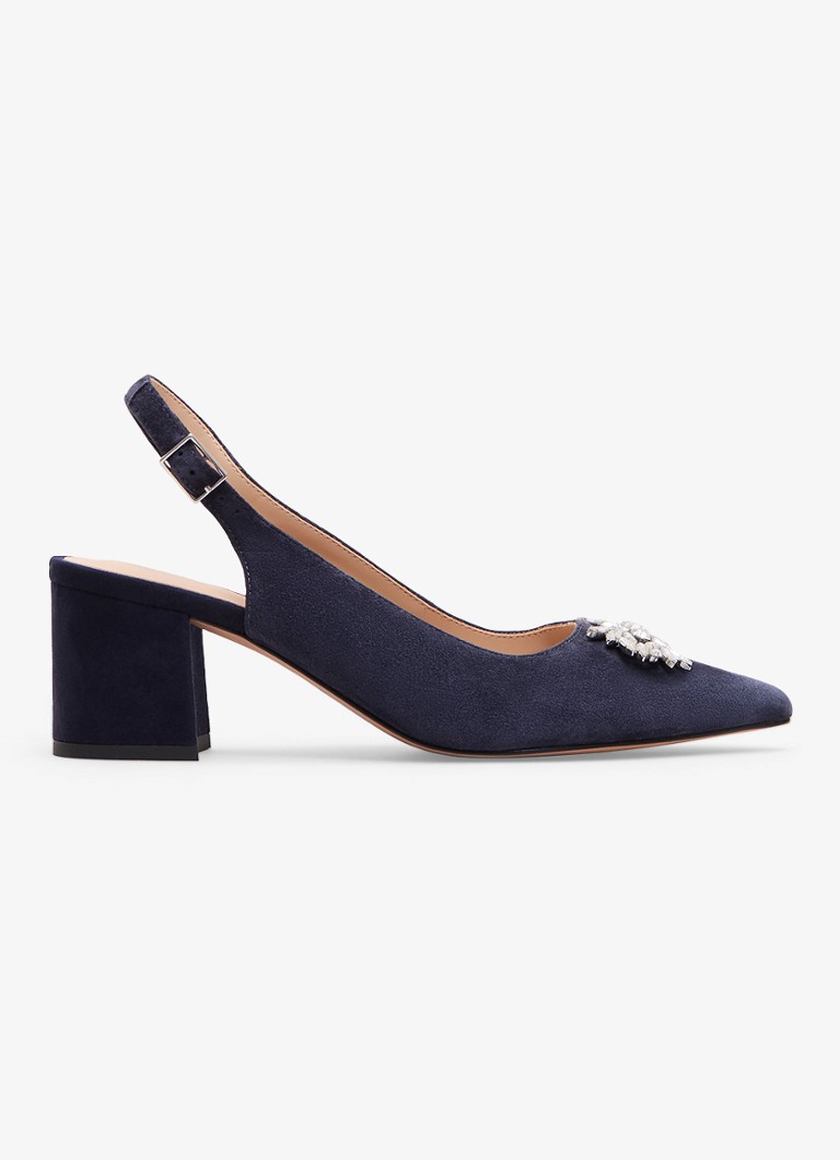 Phase Eight Dames Slingback van geitensuède met strass in de kleur Donkerblauw