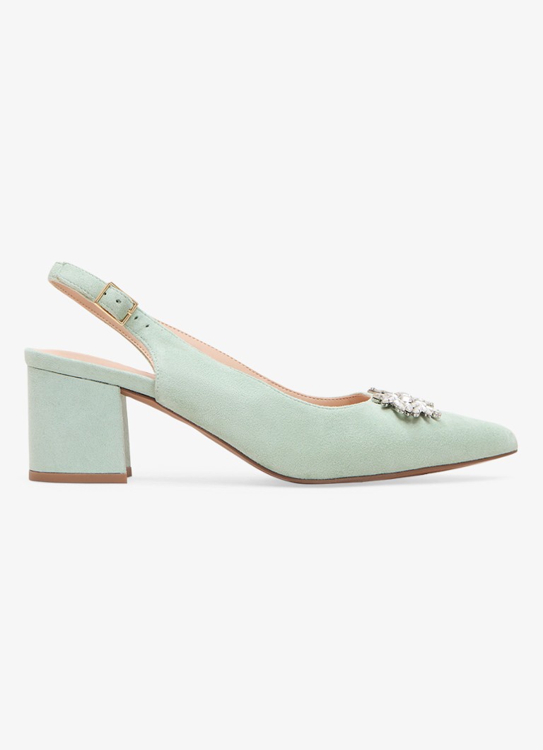 Phase Eight Dames Sparkle slingback van geitensuède in de kleur Lindegroen