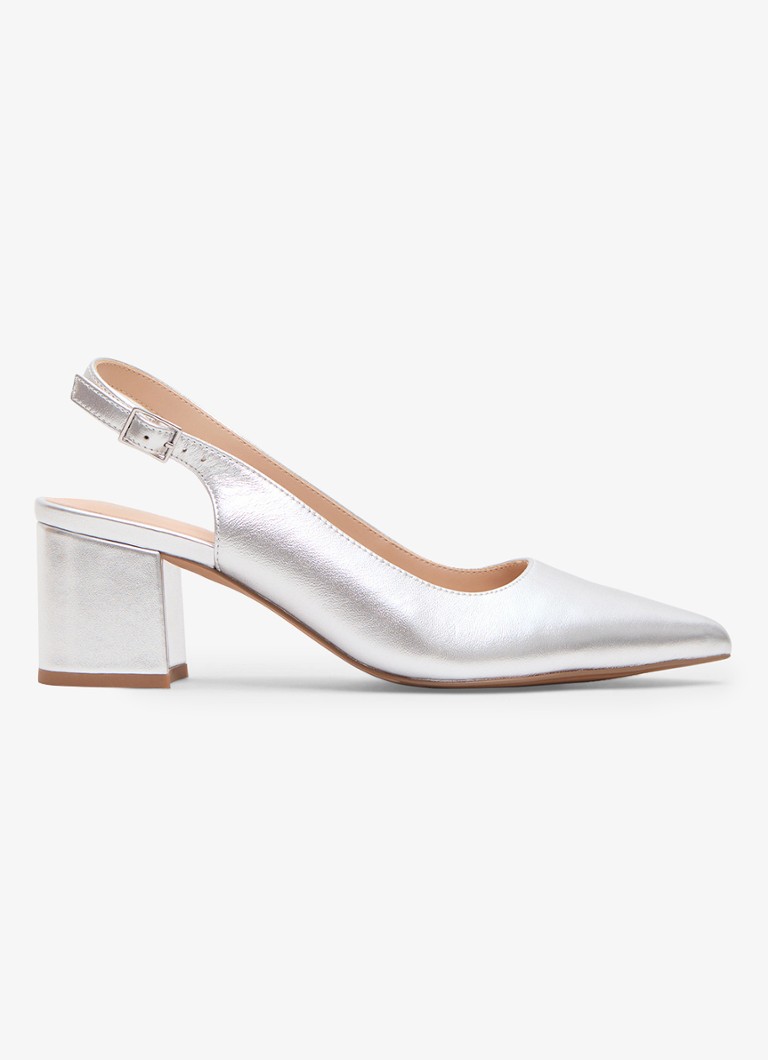Phase Eight Dames Slingback van leer met metallic finish in de kleur Zilver