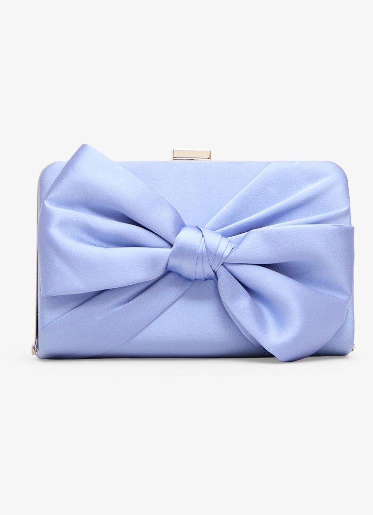 Phase Eight Dames Clutch van satijn met strikdetail in de kleur Lichtblauw