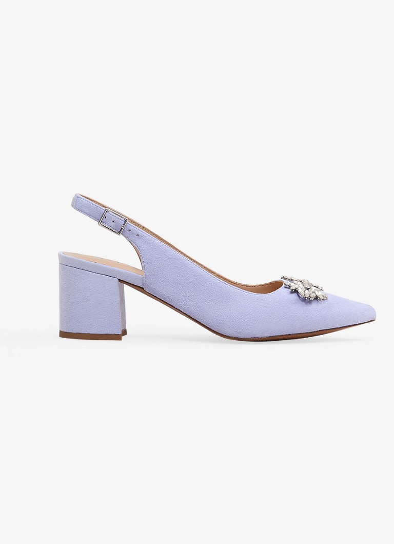 Phase Eight Dames Sparkle pump van suède met applicatie in de kleur Lichtblauw