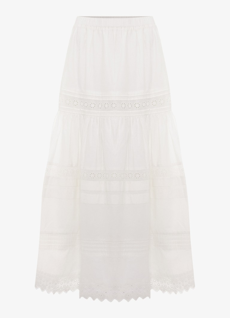 Phase Eight Dames Rosa midi jurk met opengewerkt dessin in de kleur White