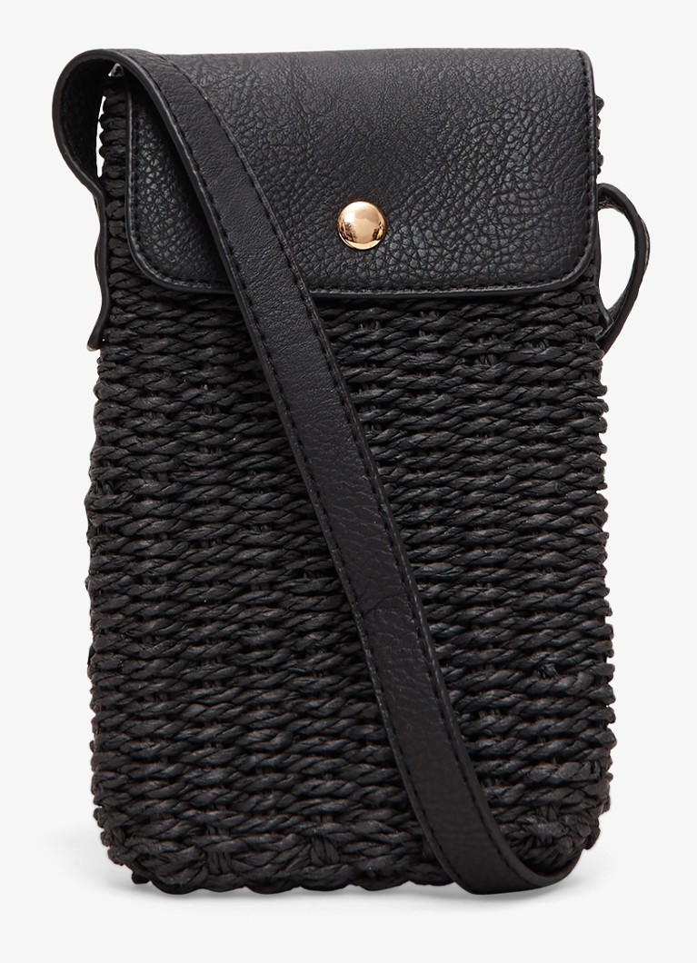 Phase Eight Dames Crossbody telefoonhoes met gevlochten detail in de kleur Black