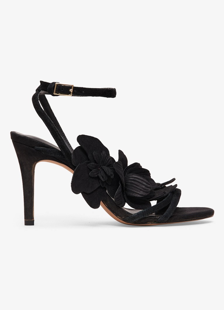 Phase Eight Dames Sandalette van geitensuède met applicatie in de kleur Zwart