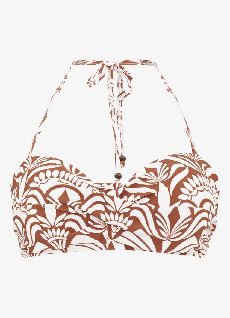 Phase Eight Dames Bandeau bikinitop met afneembare bandjes en print in de kleur Bruin