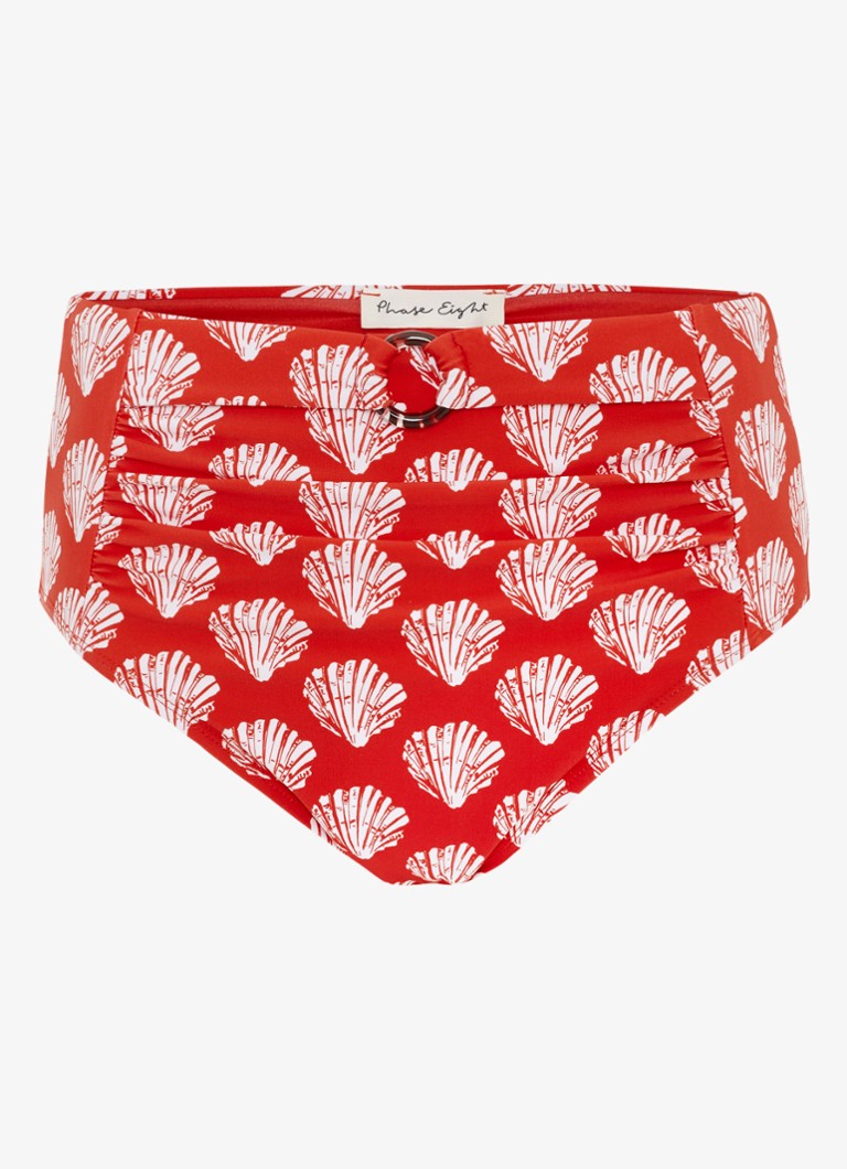 Phase Eight Dames Shell high waisted bikinislip met print in de kleur Rood