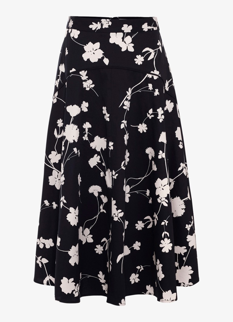 Phase Eight Dames Mavis midi rok met bloemenprint in de kleur Zwart
