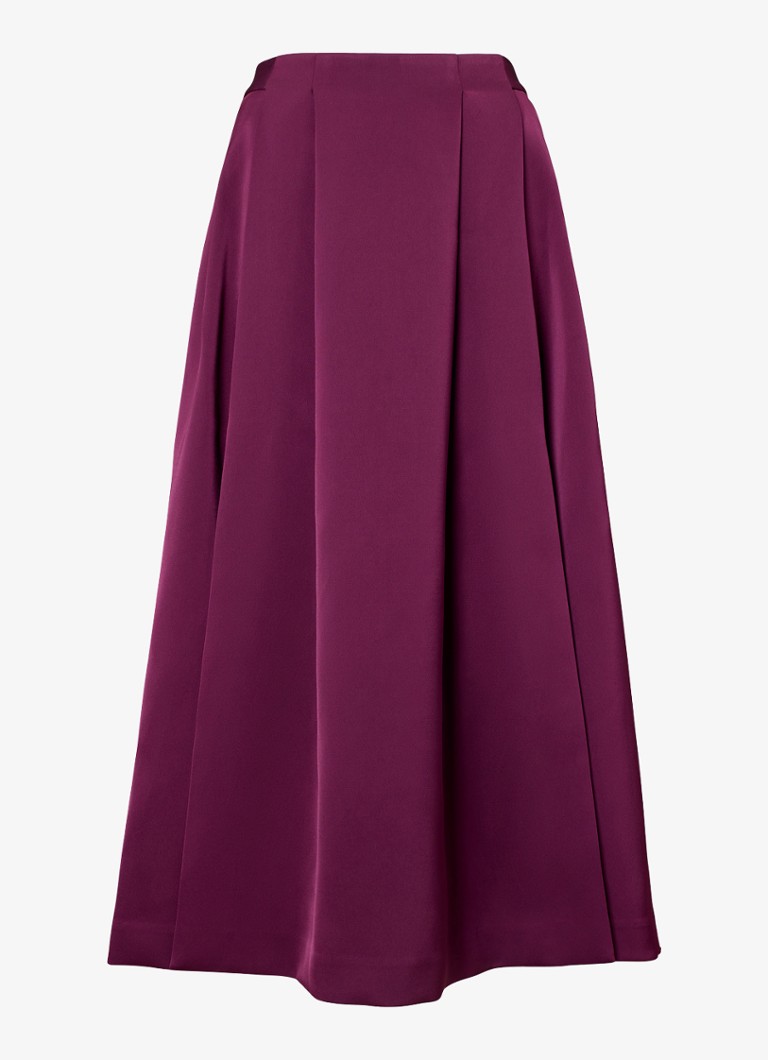 Phase Eight Dames Sally maxi rok met plooien en split in de kleur Bordeauxrood