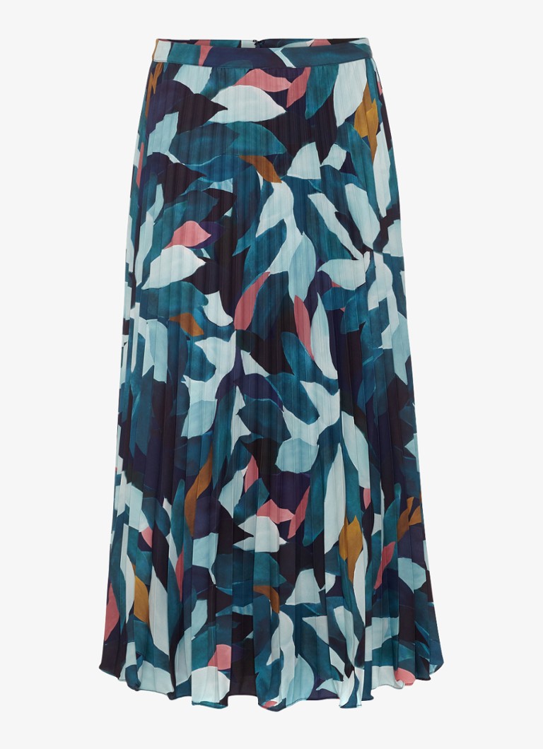 Phase Eight Dames Ebony midi rok met bloemenprint en plooien in de kleur Donkerblauw