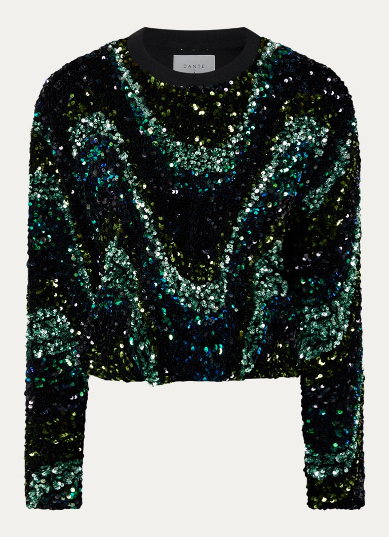 Dante 6 Dames Lizy sweater met pailletten in de kleur Groen, maat: 36