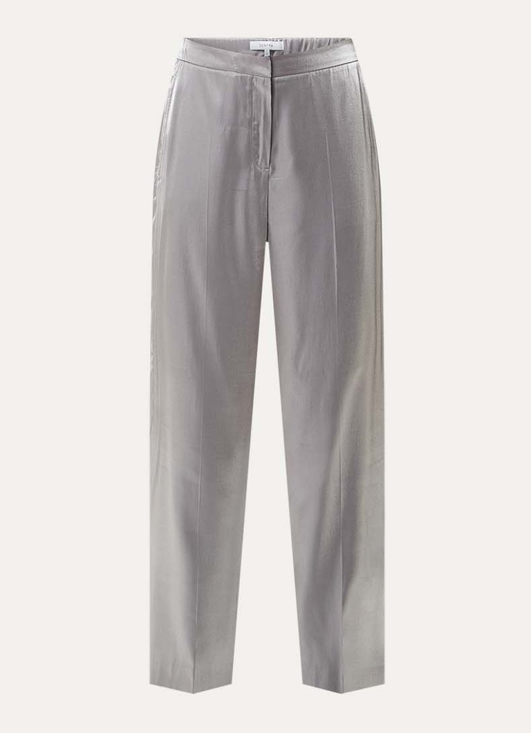 Dante 6 Dames Purity mid waist wide fit pantalon met glanzende finish in de kleur Zilver, maat: 38