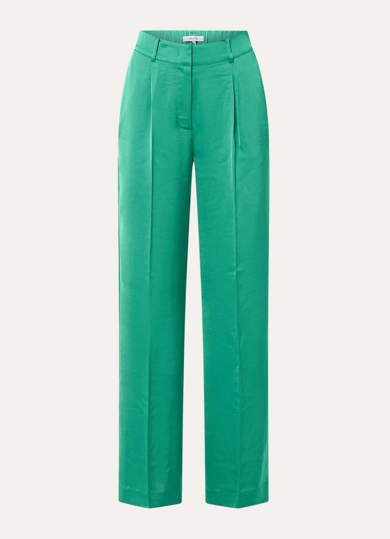 Dante 6 Dames Jules high waist straight fit broek van satijn in de kleur Groen, maat: 42