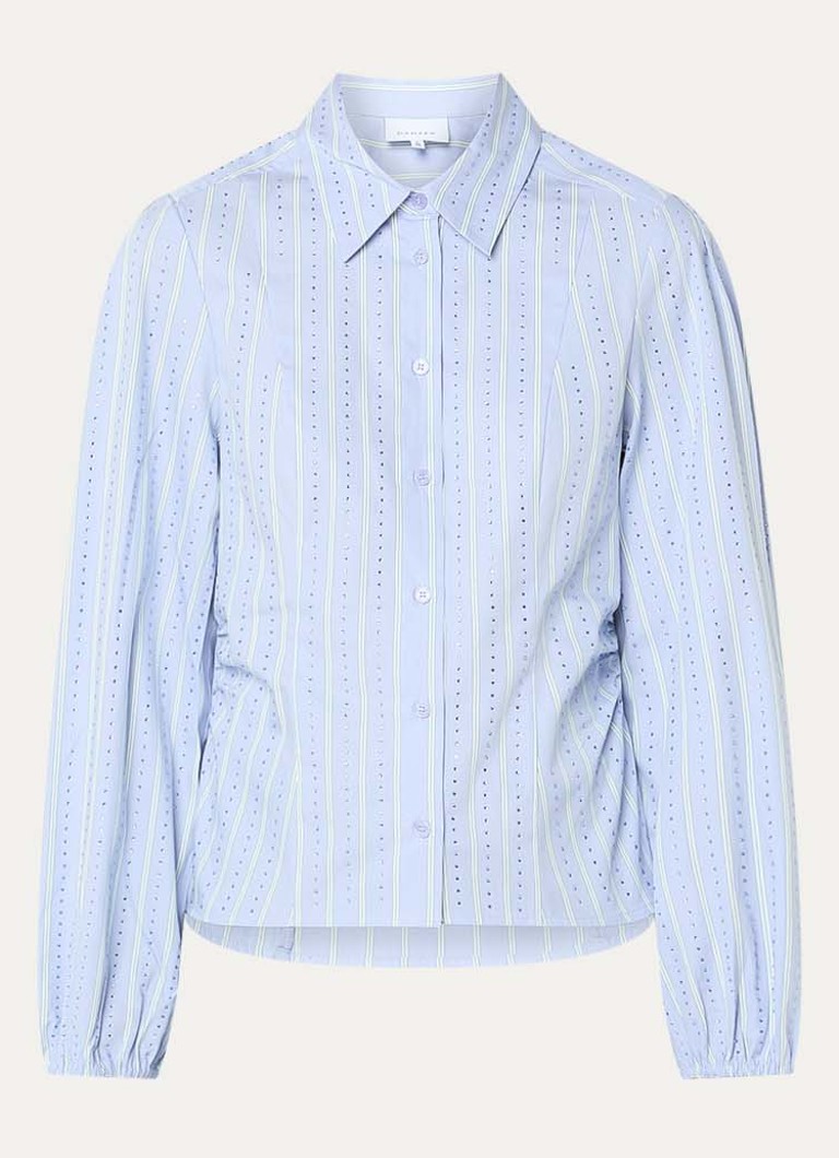 Dante 6 Dames Therese blouse met strass en streepprint in de kleur Lichtblauw, maat: 34