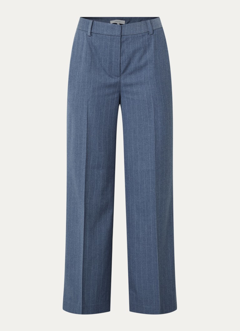 Dante 6 Dames Alain mid waist wide fit pantalon met krijtstreep in de kleur Indigo, maat: 42