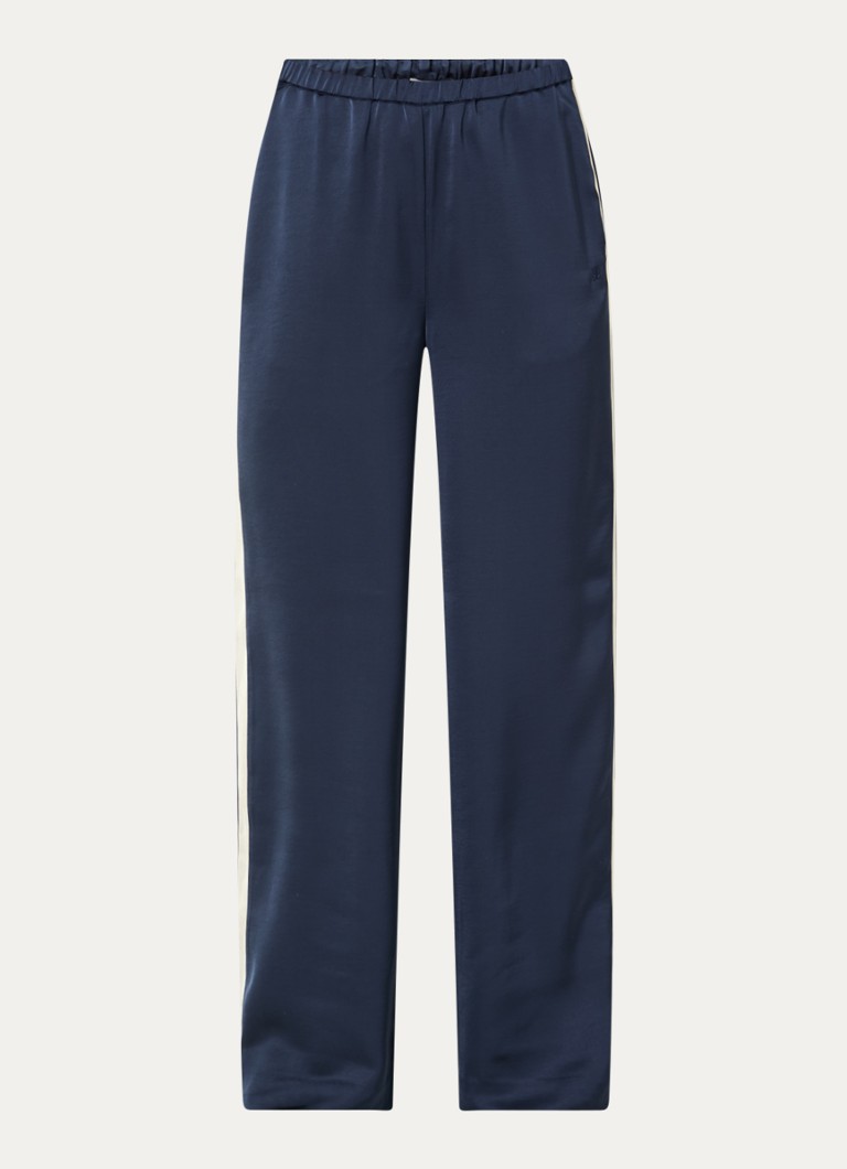 Dante 6 Dames Dare mid waist straight fit trackpants van satijn in de kleur Indigo, maat: 38