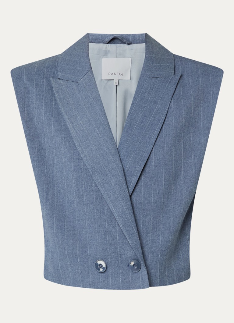 Dante 6 Dames Jarod doube-breasted gilet met krijtstreep in de kleur Staalblauw, maat: 40