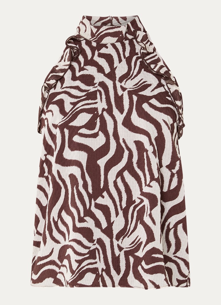 Dante 6 Dames Galilee haltertop met dierenprint in de kleur Donkerbruin, maat: 42