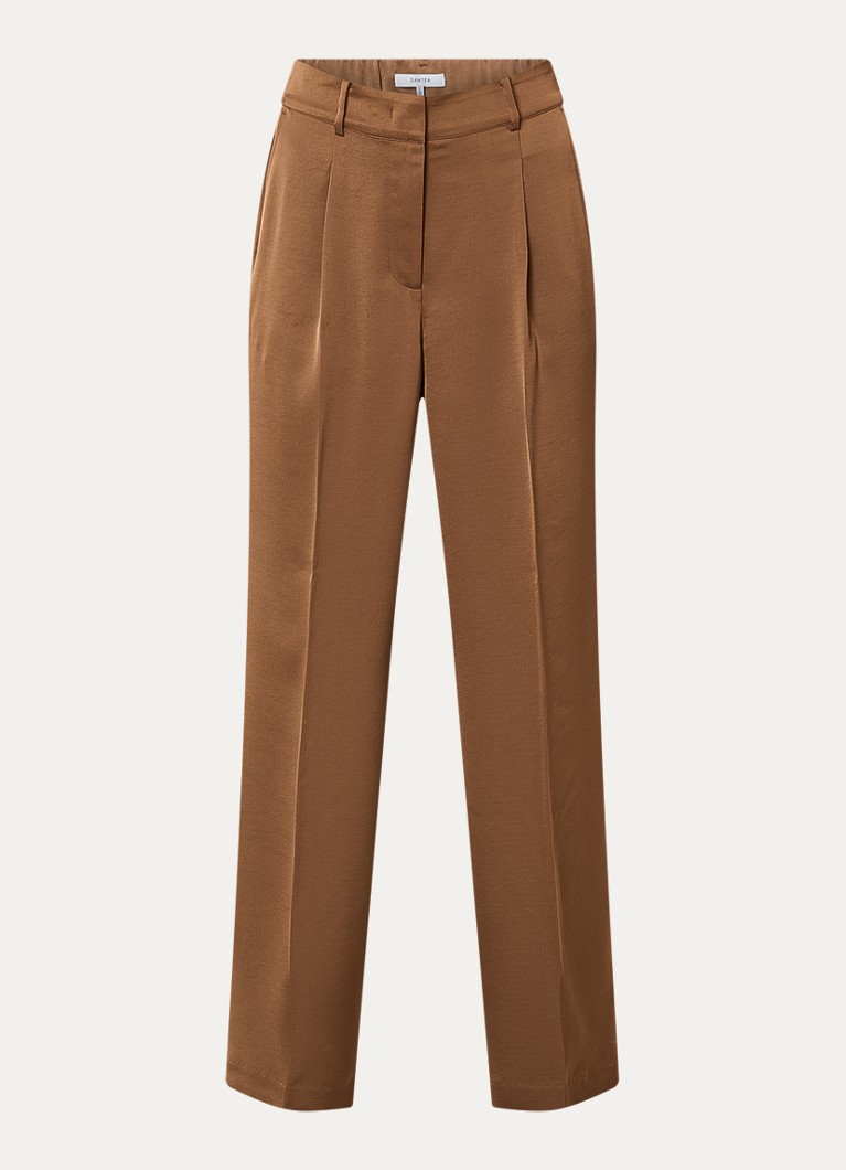 Dante 6 Dames Jules high waist wide fit pantalon van satijn in de kleur Cognac, maat: 42