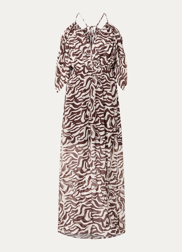 Dante 6 Dames Maxi jurk met dierenprint in de kleur Donkerbruin, maat: 42