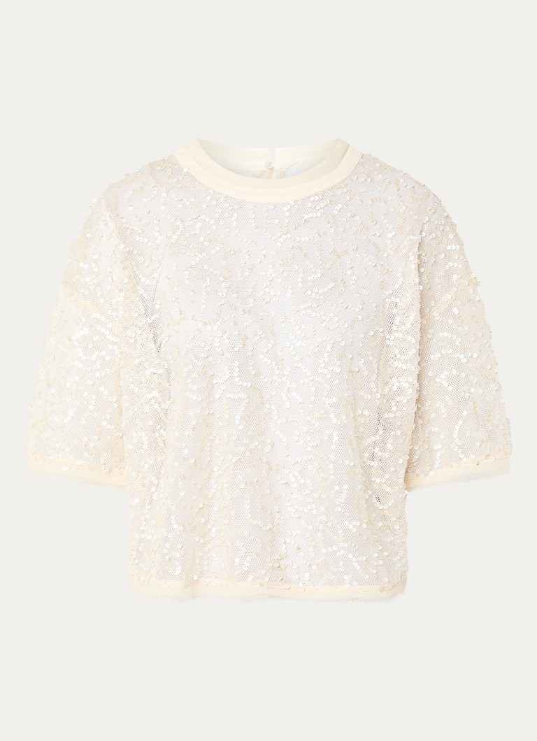 Dante 6 Dames Zaira top met pailletten in de kleur Gebroken wit, maat: 34
