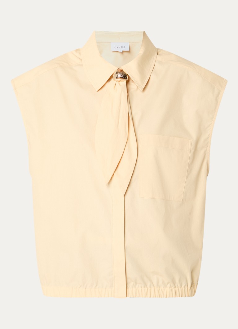 Dante 6 Dames Alcon mouwloze blouse met sjaalkraag in de kleur Lichtgeel, maat: 40