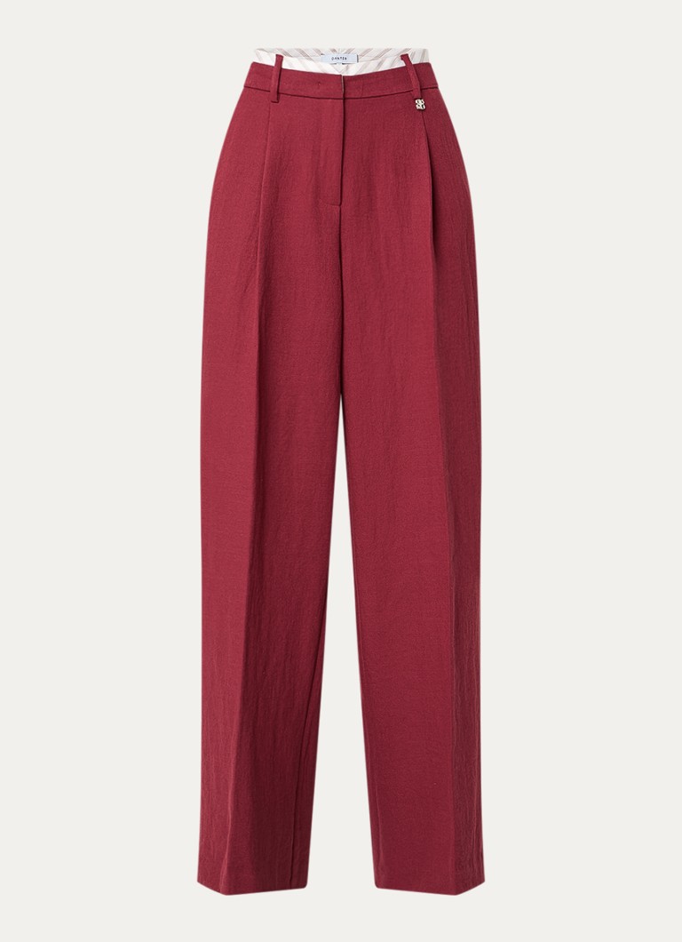 Dante 6 Dames Kenila high waist wide fit pantalon met steekzakken in de kleur Donkerrood, maat: 42
