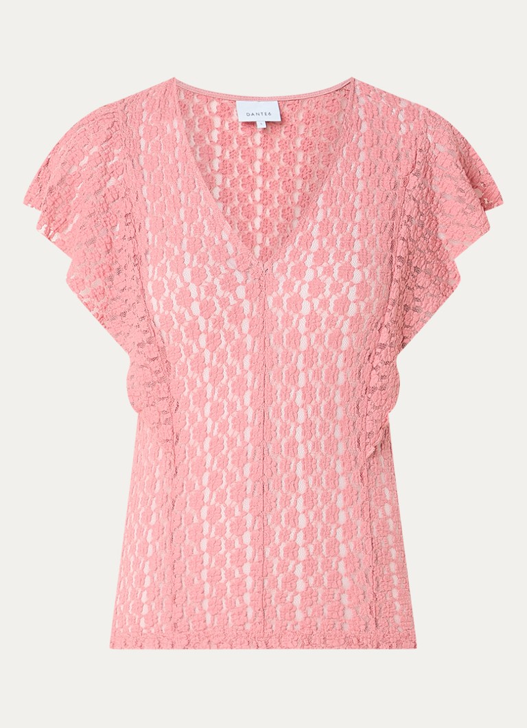 Dante 6 Dames Viev top van kant met V-hals in de kleur Roze, maat: XS