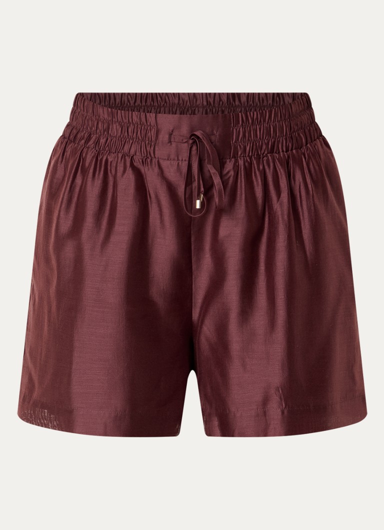 Dante 6 Dames Quentyn mid waist wide fit korte broek met steekzakken in de kleur Kastanjebruin, maat: 38