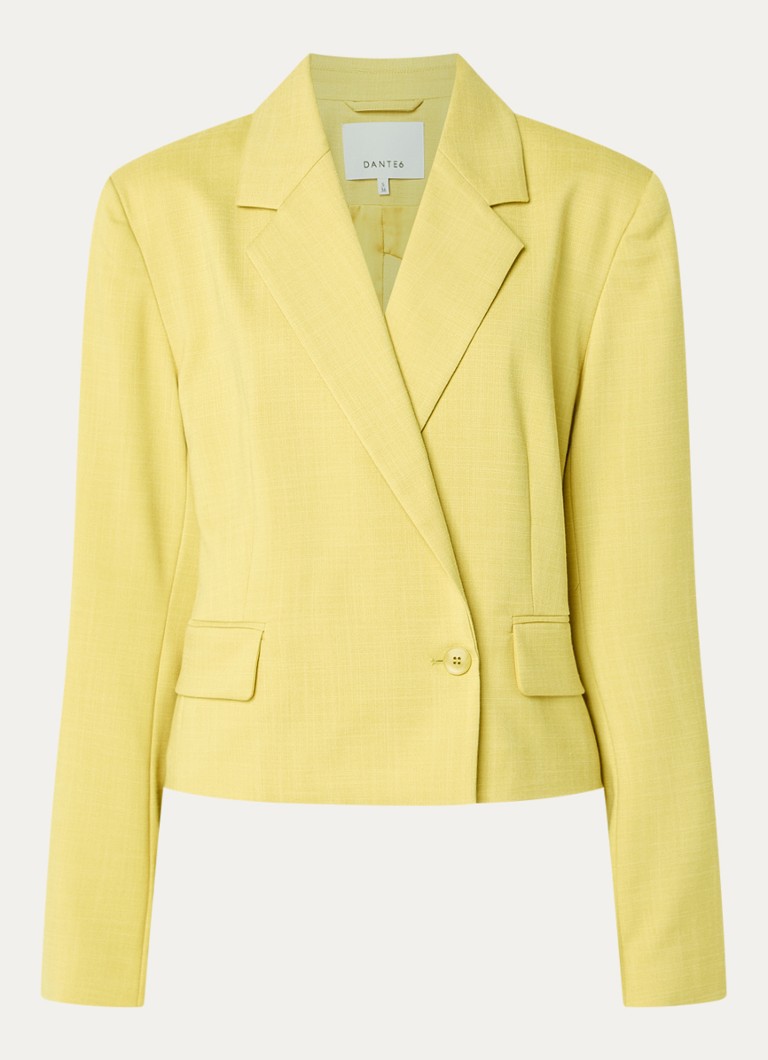 Dante 6 Dames Reyes cropped blazer met gemêleerd dessin in de kleur Citroengeel, maat: 38