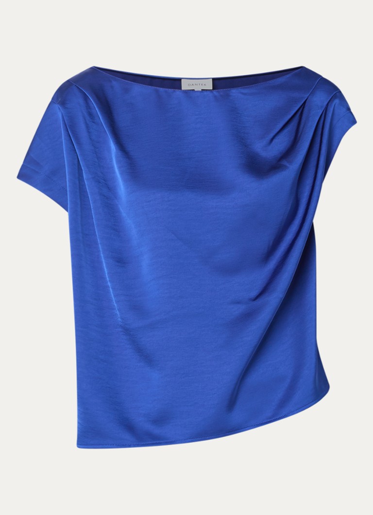 Dante 6 Dames Roam tuniek van satijn met asymmetrische zoom in de kleur Kobaltblauw, maat: 38