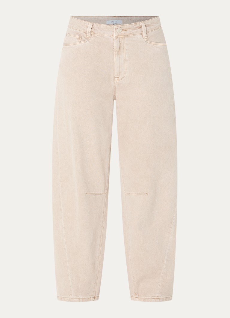 Dante 6 Dames Brave high waist barrel fit jeans met gekleurde wassing in de kleur Beige, maat: W 26