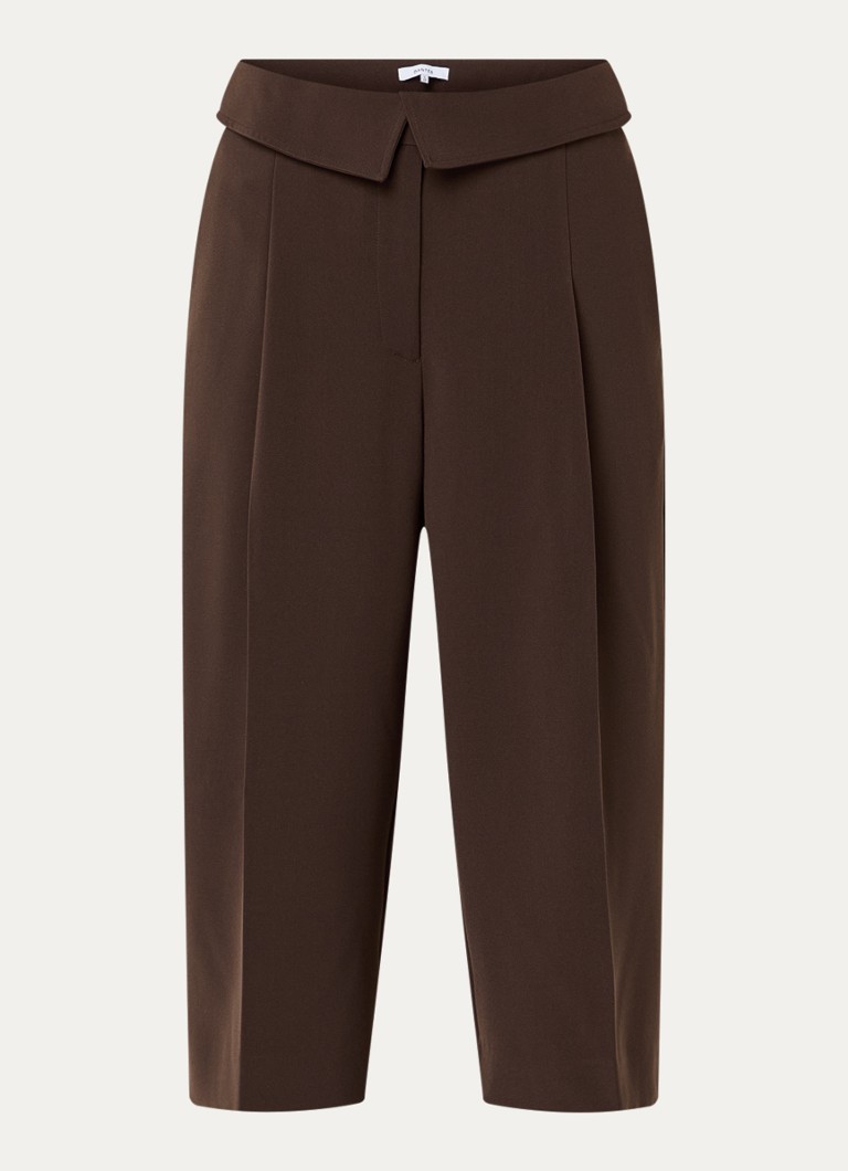 Dante 6 Dames Tresor high waist loose fit korte broek met steekzakken in de kleur Donkerbruin, maat: 40