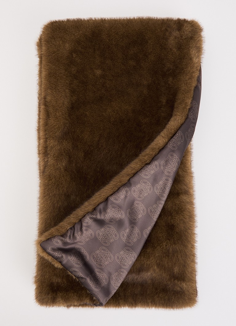 Dante 6 Dames Monty sjaal van imitatiebont 180 x 25 cm in de kleur Bruin, maat: ONE SIZE