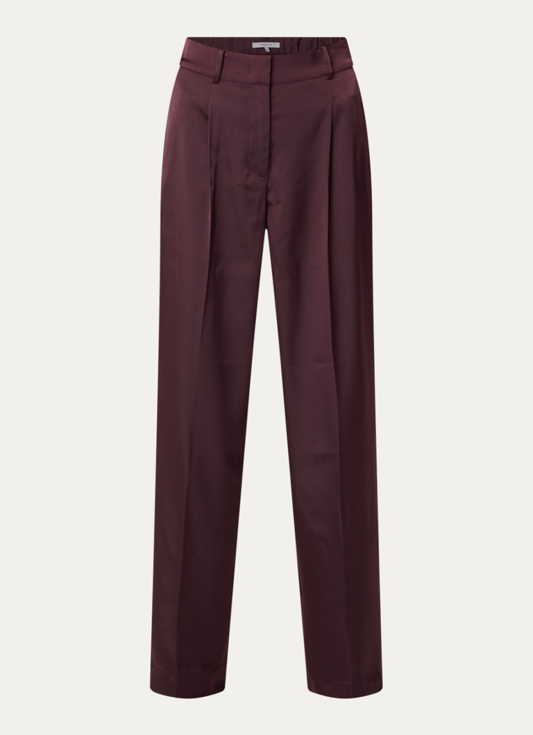 Dante 6 Dames Jules high waist wide fit pantalon van satijn in de kleur Bruin, maat: 40