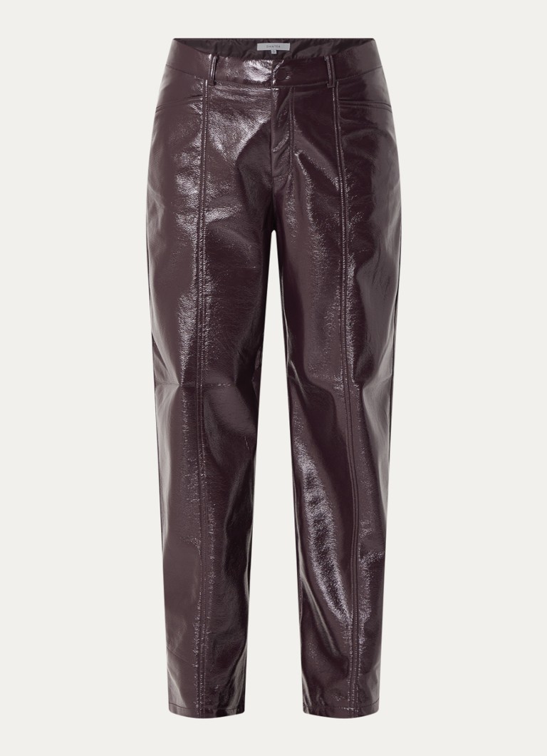 Dante 6 Dames Scene high waist tapered fit broek van imitatieleer in de kleur Bruin, maat: 34