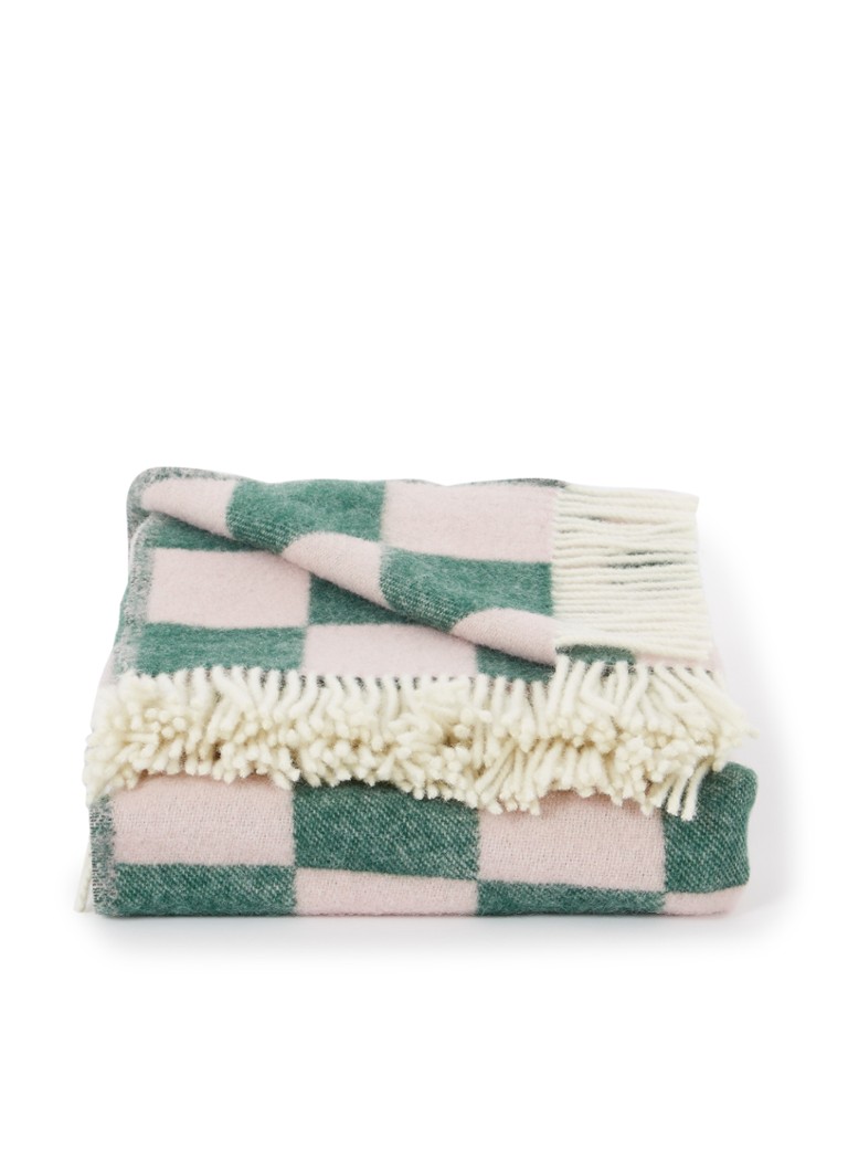 Maison Deux Checkerboard plaid van wol 130 x 200 cm Groen - Deal