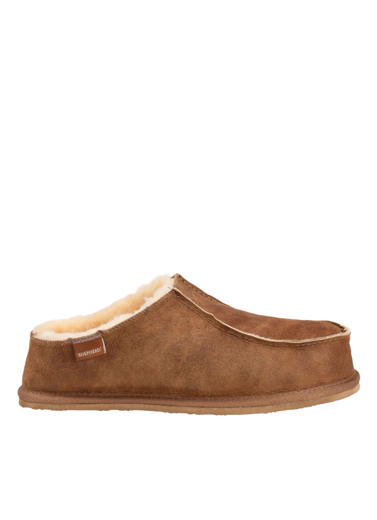 Shepherd Heren Richard pantoffel van schapenleer in de kleur Cognac, maat: 42