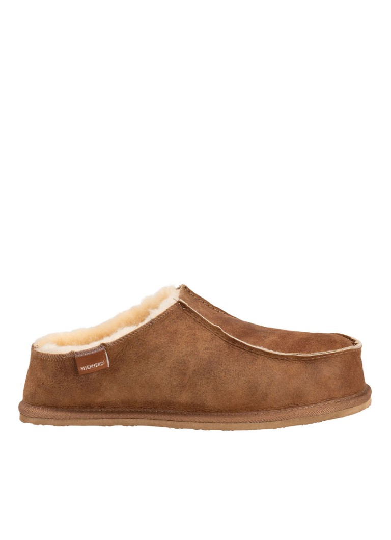 Shepherd Heren Richard pantoffel van schapenleer in de kleur Cognac, maat: 45