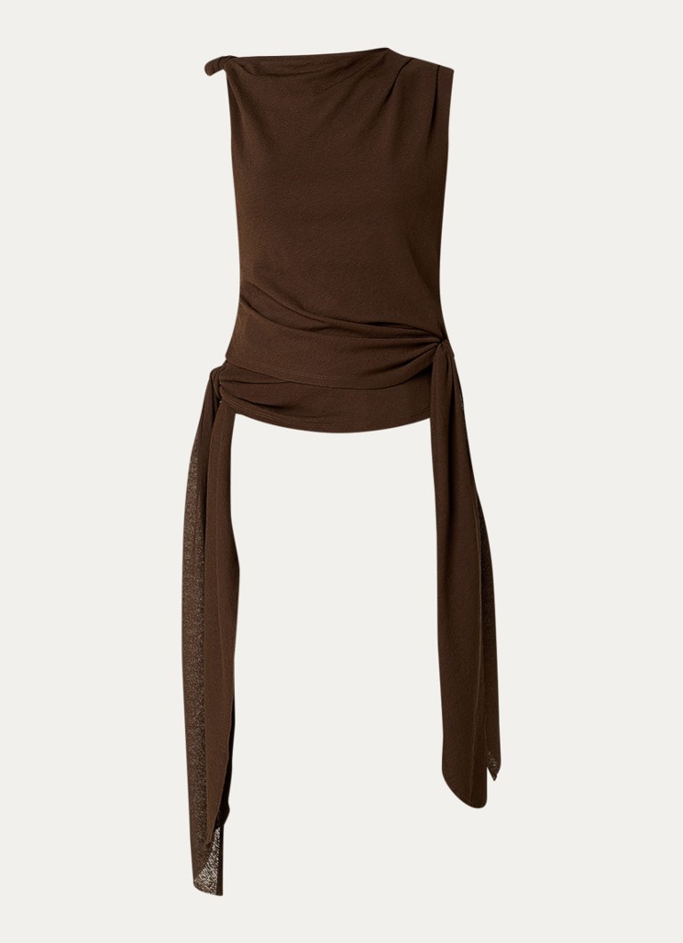 Ganni Dames Marl top met asymmetrische hals in de kleur Donkerbruin, maat: 36