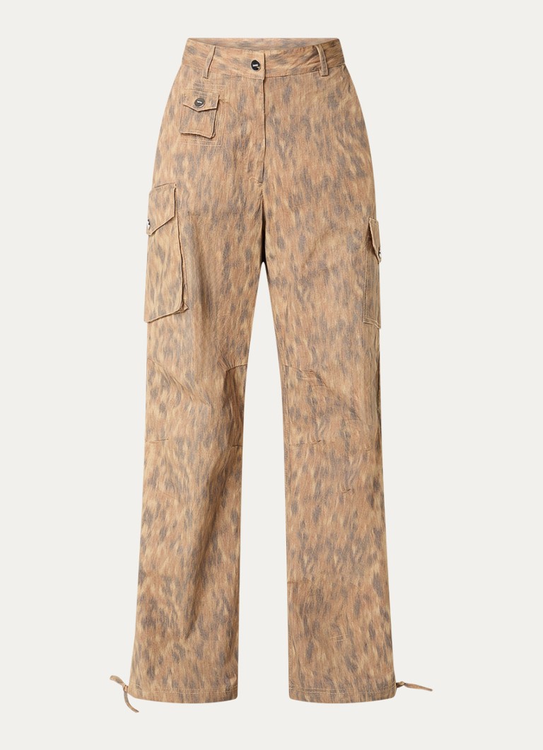 Ganni Dames High waist loose fit cargobroek met steekzakken in de kleur Camel, maat: 38