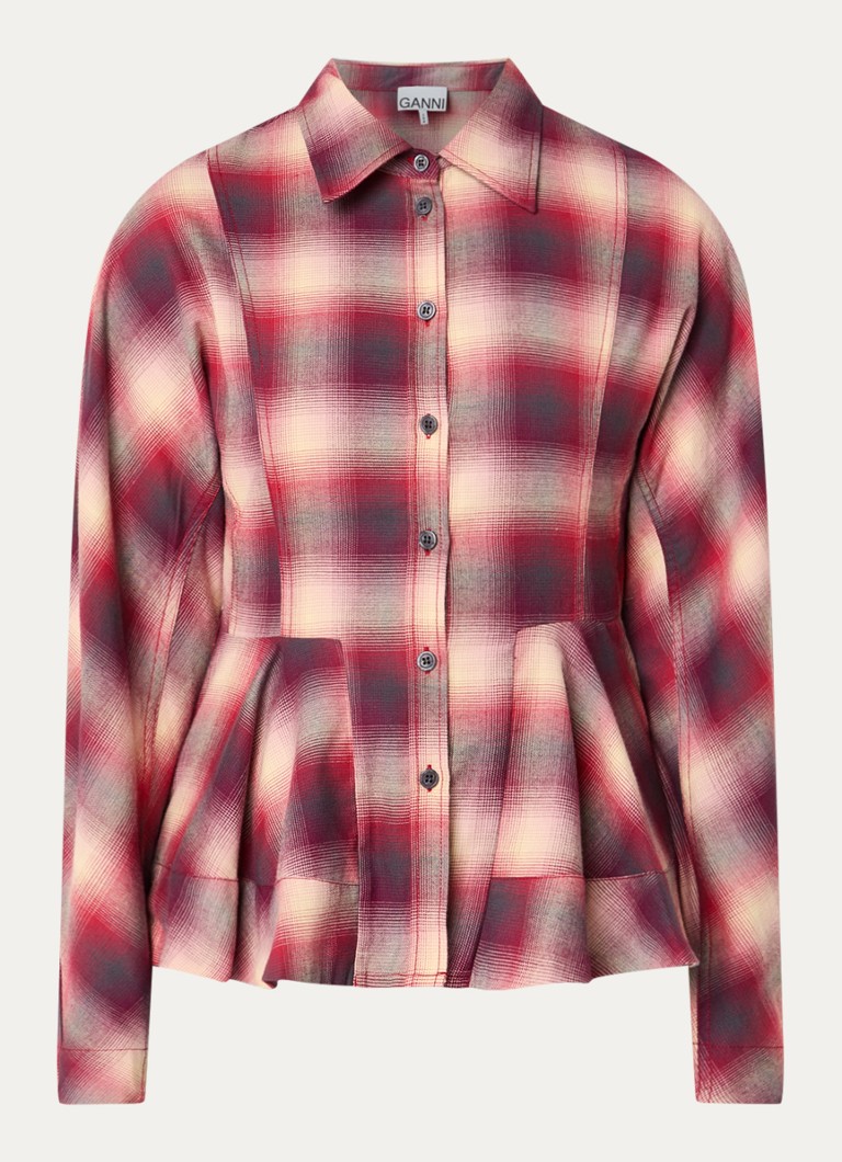 Ganni Dames Blouse met print in de kleur Kersenrood, maat: 42