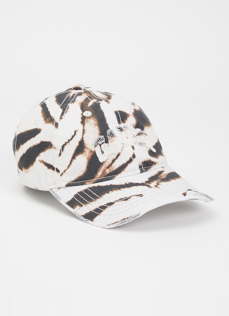 Ganni Dames Pet met zebraprint en logoborduring in de kleur Zwart, maat: ONE SIZE