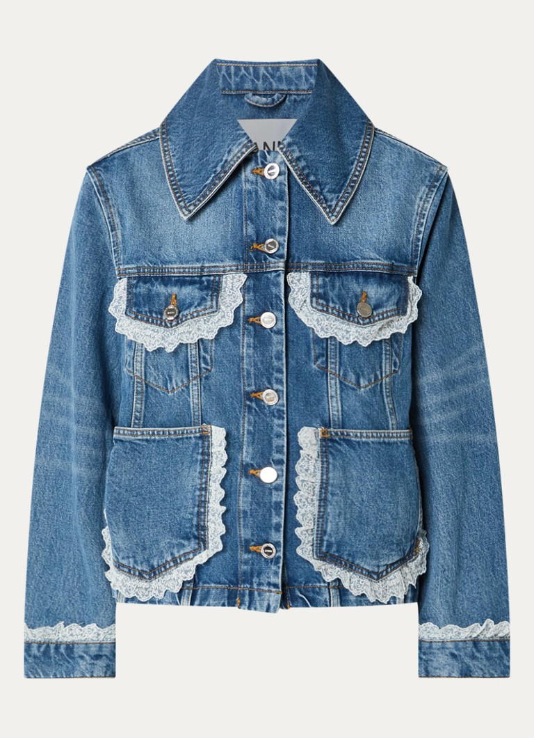 Ganni Dames Spijkerjas met klepzakken in de kleur Indigo, maat: 40