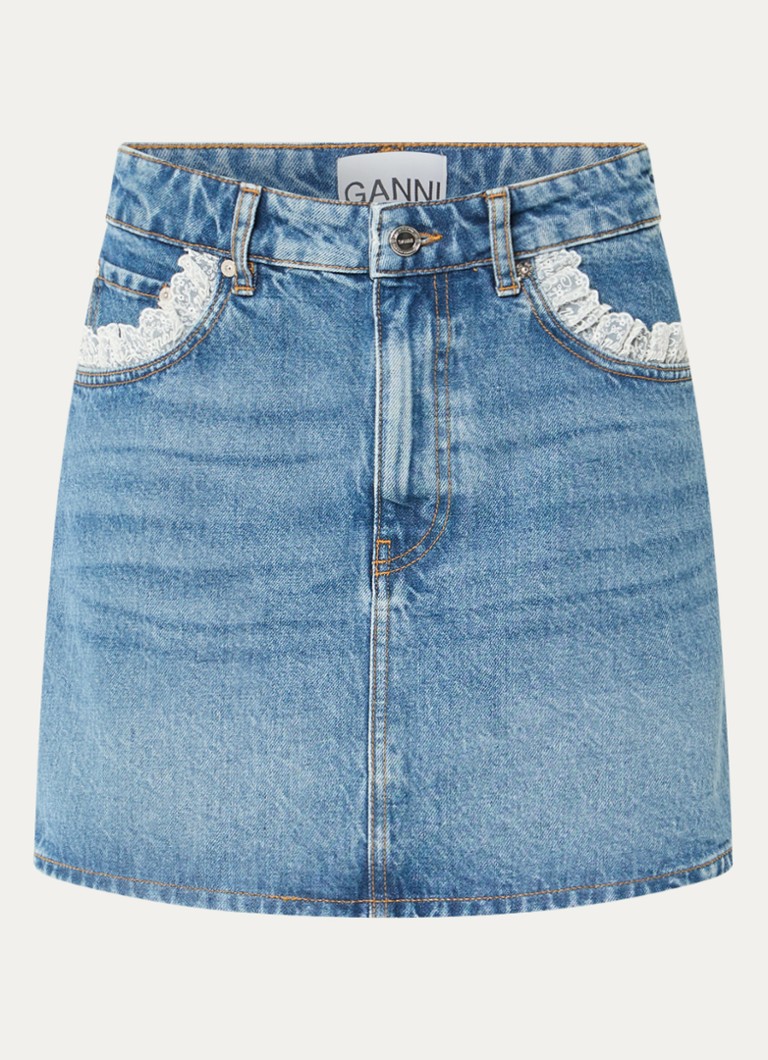 Ganni Dames Mini spijkerrok met steekzakken in de kleur Indigo, maat: 36