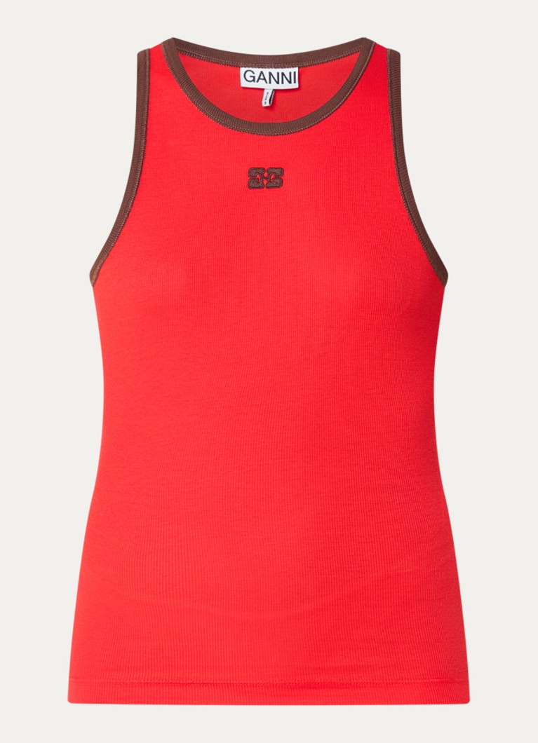 Ganni Dames Tanktop met logo in de kleur Rood, maat: L