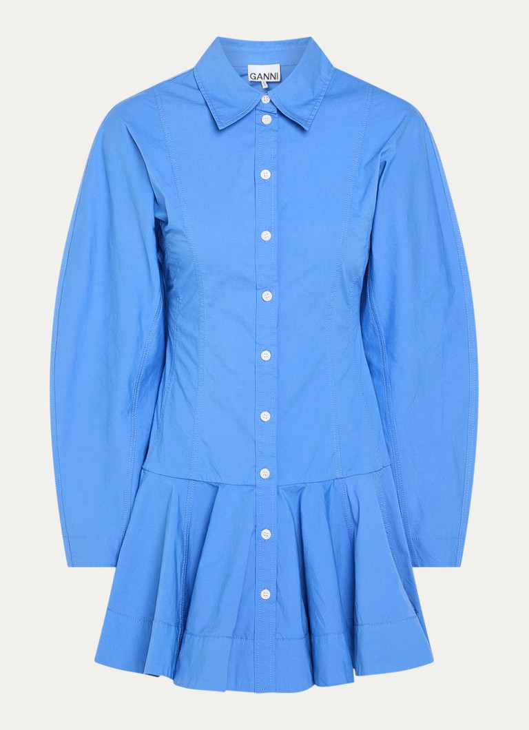 Ganni Dames Mini blousejurk in de kleur Lichtblauw, maat: 34
