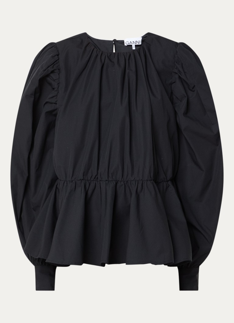Ganni Dames Tuniek met pofmouw in de kleur Zwart, maat: 40